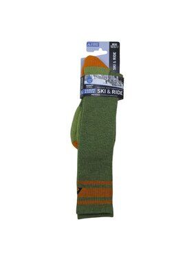 Cabot & Sons Mens Merino Wool Ski & Ride Socks Green/Orange Size 10-13 Shoe 9-12